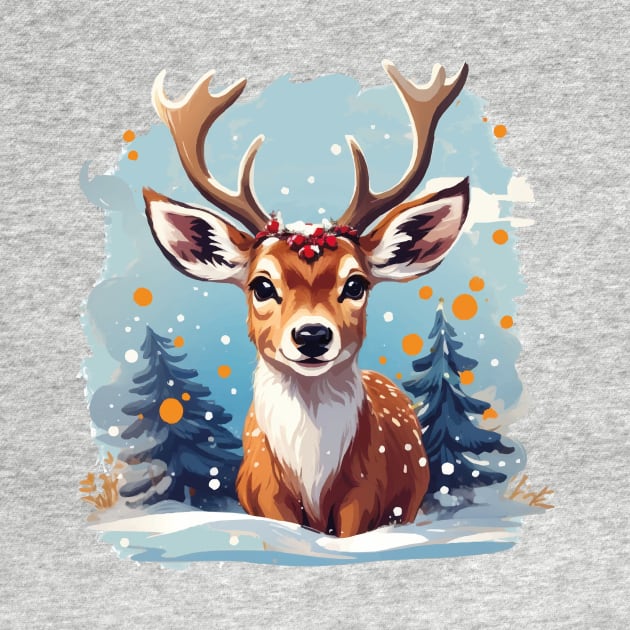 Chrismtas deer design, christmas scene with deer by colorbyte